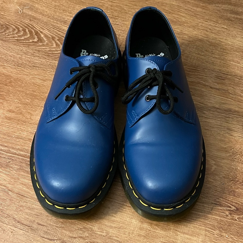 Blue Dr Marten Leather 1461 leather lace up shoes, ladies size 10, worn once!